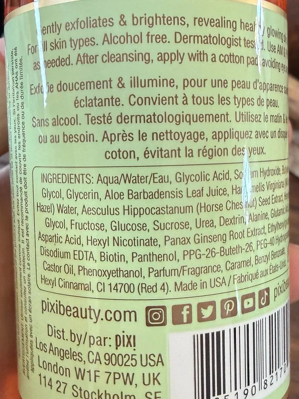 Pixi Beauty Hello Kitty Glow Tonic, 5% Glycolic Acid Exfoliating Toner 3.4 fl oz